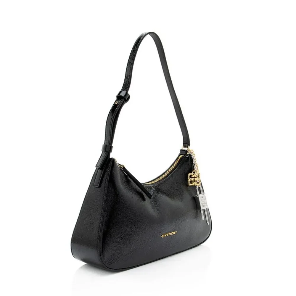 Givenchy Pebbled Patent Leather Lucky Lock Small Shoulder Bag